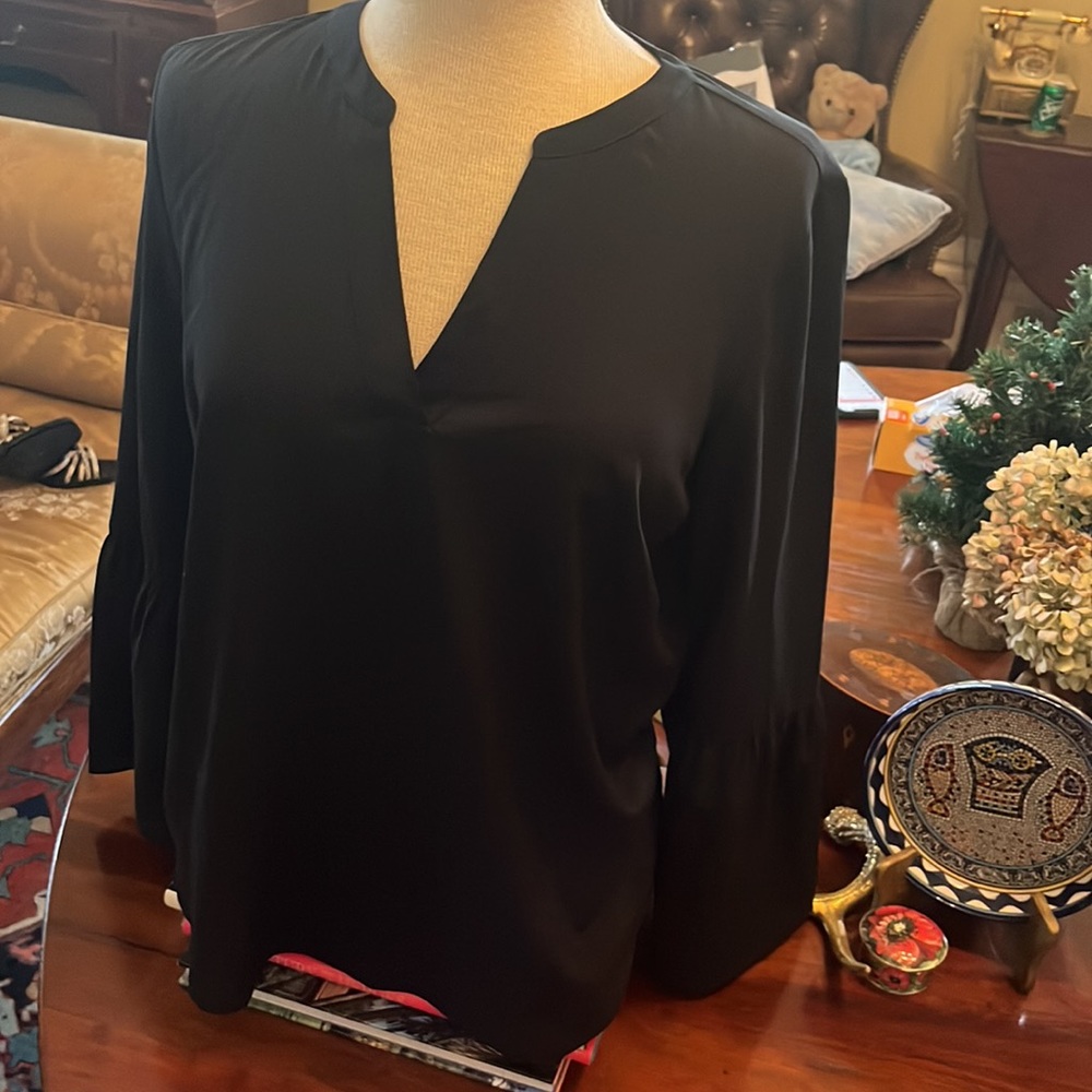 J. Crew Bell Sleeve V Neck Blouse - Picture 7 of 14